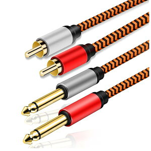 ���m�����t�H��×2-RCA�s��×2 �I�[�f�B�I�P�[�u�� RCA�P�[�u�� �ϊ��P�[�u�� 2 x RCA�I�X-2 x 6.35mm���m�I�X-2x 6.35mm���m�����I�X�i�C�����u���[�h�B (5m)