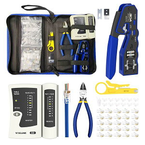 VCELINLK RJ45 �����H��Z�b�g LAN �����ߍH�� �j�b�p�[�v�����f�� 25Pcs �ђʎ�RJ45�R�l�N�^+�ی�J