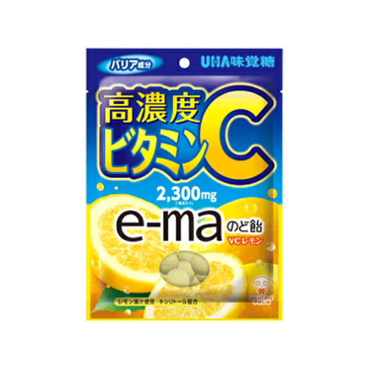 楽天市場 送料無料 味覚糖 E Maのど飴袋 ｖｃレモン 50ｇ 6個 高濃度ビタミンcを １袋に2300mg配合 ディスカウントストア てんこもり