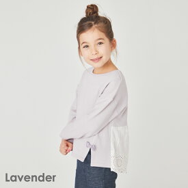 バック レース トレーナー | キッズ ベビー 子供 子供服 キッズ服 女の子 ガールズ 春服 春物 長袖 トップス 長袖t ロンt スウェット スエット キッズトレーナー 保育園 裏毛 綿 綿100% コットン フリル リボン レース かわいい 25SS 213235004