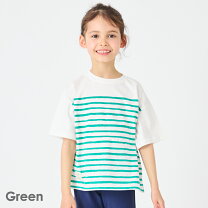 楽天市場】ボーダー tシャツ キッズ（カラーグリーン）の通販