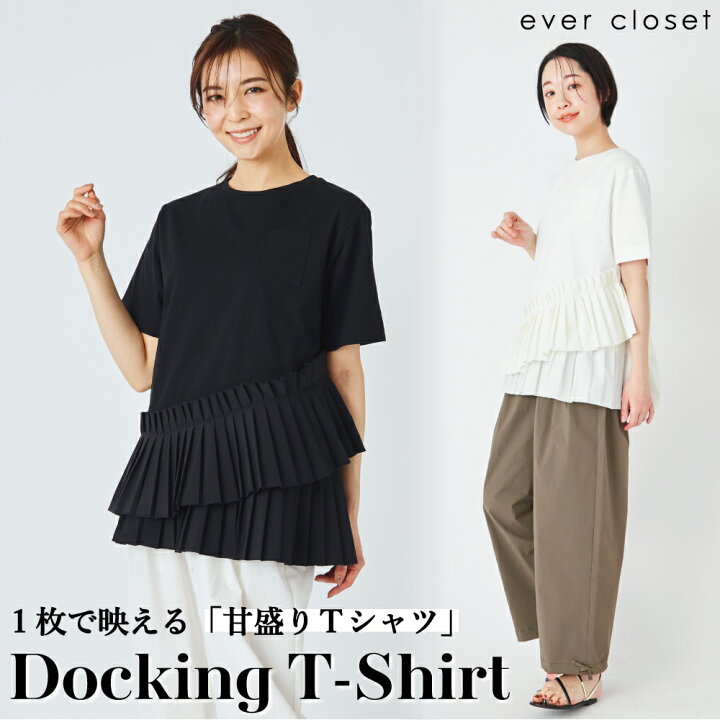 楽天市場】【送料無料】プリーツドッキングTシャツ | レディース 婦人 