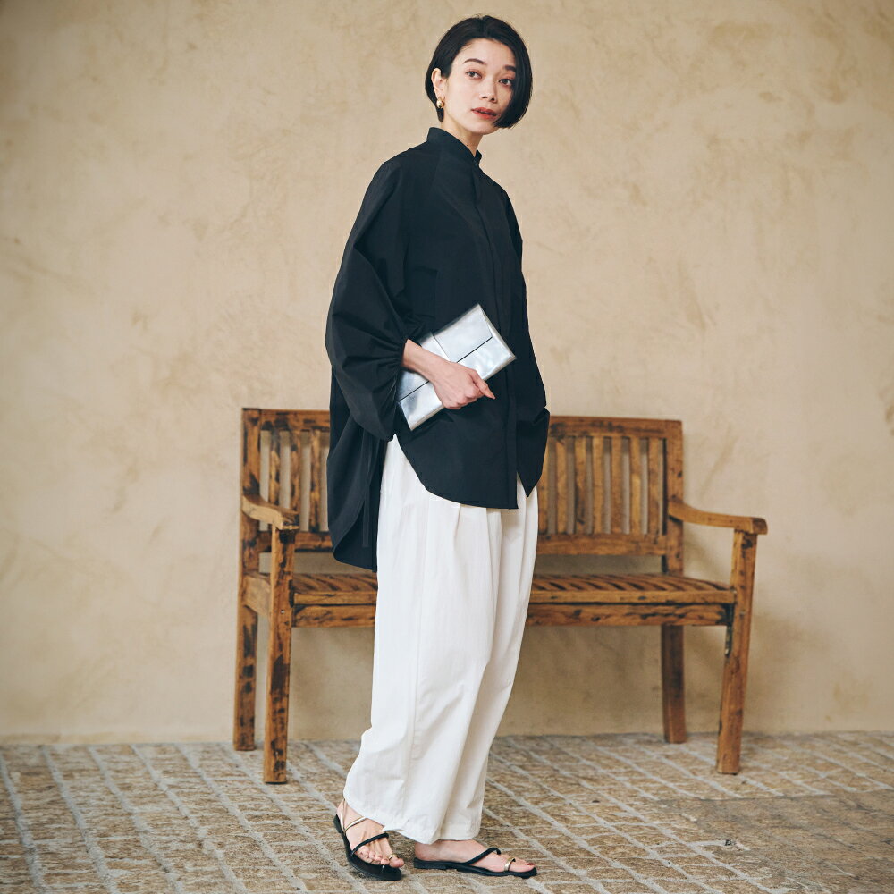 【送料無料】ボリュームスリーブブラウス | レディース 婦人 ママ 長袖トップス ブラウス シャツ 羽織り 前開き 軽量 日焼け防止 紫外線 涼しい uv uvカット 速乾 体型カバー ゆったり 上品 静電気防止 レインウェア 撥水 ボリューム袖 24SS 242344001 - メイン画像 19