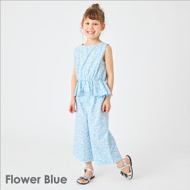 フリル付き セットアップ | キッズ ベビー 子供 子ども こども 子供服 キッズ服 女の子 ガールズ 春服 春物 夏服 夏物 ノースリーブ 袖なし フリル フレアパンツ 7分丈 保育園 お出かけ チェック ストライプ 花柄 セット セット販売 上下セット 26SS 232136002
