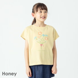 【送料無料】花プリントTシャツ| キッズ ベビー 子供 子供服 キッズ服 女の子 ガールズ 春 夏 春服 春物 夏服 夏物 半袖 tシャツ ティーシャツ キッズtシャツ トップス キッズトップス 綿 綿100 コットン 花 花柄 プリントtシャツ 保育園 普段着 普段使い リボン 24SS