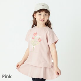 【送料無料】花プリントTシャツ| キッズ ベビー 子供 子供服 キッズ服 女の子 ガールズ 春 夏 春服 春物 夏服 夏物 半袖 tシャツ ティーシャツ キッズtシャツ トップス キッズトップス 綿 綿100 コットン 花 花柄 プリントtシャツ 保育園 普段着 普段使い リボン 24SS