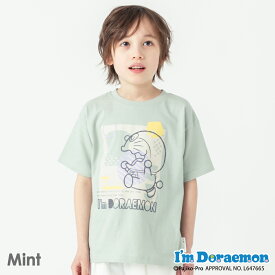 アイムドラえもん パネル風デザインTシャツ| キッズ ベビー 子供 子供服 キッズ服 女の子 男の子 春服 春物 トップス tシャツ ティーシャツ プリント 保育園 半袖tシャツ 半袖ティーシャツ キッズトップス パステル ドラえもん キャラクター 綿 24SS