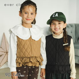 MAX10%OFF 重ね着上手な 軽やかキルティングベスト | キッズ ベビー 子供 赤ちゃん 子供服 キッズ服 ベビー服 女の子 ガールズ アウター 羽織 上着 保育園 軽量 軽量アウター キルト 中綿 防寒 保温 体温調節 フリル 重ね着 26AW