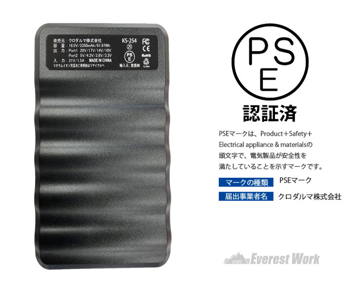楽天市場】空調作業服デバイス クロダルマ KS-250 20V 洗えるファン 