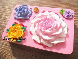 シリコンモールド バラ 5個 薔薇 花 シリコンモールド/アロマハイストーン 石膏/手作り 石鹸/レジン/樹脂 粘土/型 抜き型
