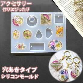 丸 四角 シリコンモールド レジン 穴あき 通し穴 正方形 しずく ドロップ パズル ネックレス アクセサリー パーツ 作成 シリコン モールド シリコン 型 抜き型 キット エポキシ樹脂 樹脂粘土 透明 プレート