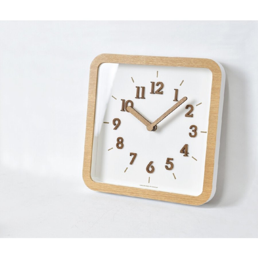 ご注文で当日配送 掛け時計 置き時計兼用のウッドクロック 壁掛け時計 ナチュラル ウッド スクエア ウォールクロック 正規逆輸入品
