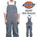 ディッキーズ Dickies オーバーオール メンズ 83297 WASHED DENIM BIB OVERALL 大きいサイズ ゆったり 大きめ レングス32 HICKORY STRIPE HS ストライプ 作業着 作業服 ワークウェア つなぎ サロペット USAモデル