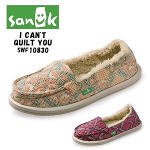 �yOUTLET�z �X���b�|�� ���f�B�[�X SANUK �T�k�[�N W I CAN'T QUILT YOU SWF10830 �{�A �V���[�Y �X���b�v�I�� ������� �~�R�[�f �y�V
