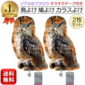 鳥よけ 鳩よけ カラス撃退 2枚セット キラキラテープ ハトよけ カラスよけ フクロウ型 カラス 撃退 カラス対策 鳥撃退 鳥対策 防鳥 フン害 鳥害対策 糞害防止 送料無料