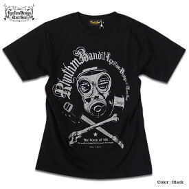 【クロネコゆうパケット便で送料無料!!】 ガスマスク プリント 半袖 メンズ Tシャツ RHYTHM BANDIT EVERSOUL X Ignition Design ガスマスク メタリック コラボTシャツ　プレゼント