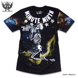 スカル 宇宙 ギャラクシー プリント Tシャツ メンズ ダンス 衣装 / 「MINUTE MIRTH」ワールド全開のスカル＆宇宙総柄プリントTシャツ！
