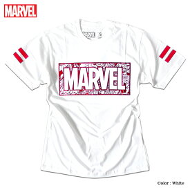 マーベル Tシャツ 半袖 ボックスロゴ 箔 プリント MARVEL アメコミ tシャツ グッズ メンズ キャラクター 白 ホワイト アイアンマン
