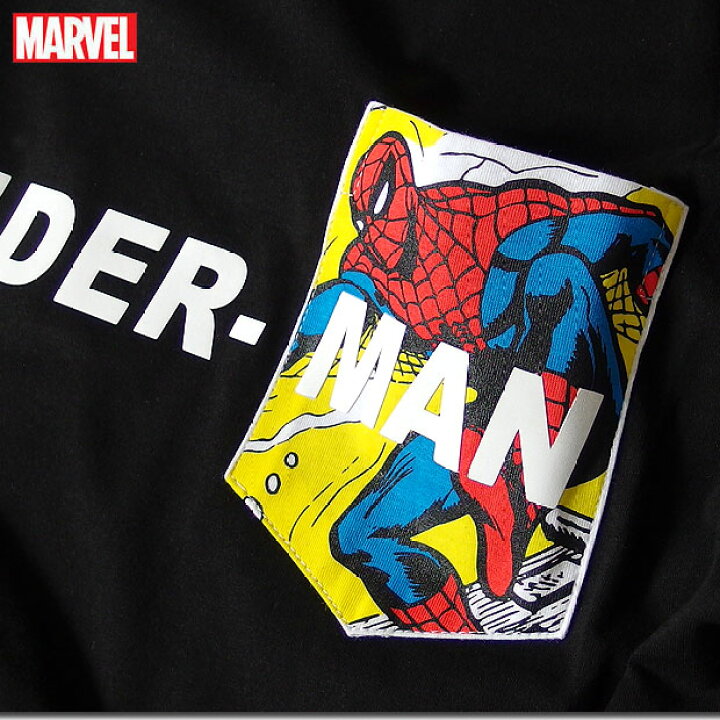 楽天市場 スパイダーマン マーベル ｔシャツ 半袖 プリント ポケット付き ロゴ キャラクター Marvel アメコミ Tシャツ グッズ メンズ 黒 ブラック Eversoul Plus 公式 メンズ通販