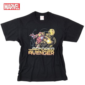 【クロネコゆうパケット便で送料無料】 MARVEL マーベル Tシャツ アイアンマン tシャツ メンズ 半袖 アーマードアベンジャー アメコミ アベンジャーズ キャプテンアメリカ スパイダーマン キャラクター グッズ ダンス プリント ブラック ペアルック 誕生日プレゼント