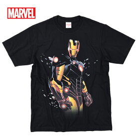 正規品【クロネコゆうパケット便で送料無料】 アイアンマン マーベル Tシャツ tシャツメンズ MARVEL レディース 半袖 IRONMAN アメコミ アベンジャーズ キャプテンアメリカ キャラクター グッズ ダンス プリント ブラック ペアルック 誕生日プレゼント ユニセックス