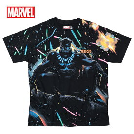 【MARVEL総柄プレミアムTシャツ】 数量限定!! MARVEL マーベル Tシャツ ブラックパンサー スパイダーマン tシャツ メンズ 半袖 BLACK PANTHER アメコミ アベンジャーズ キャプテンアメリカ キャラクター グッズ ダンス プリント ブラック ペアルック 誕生日プレゼント