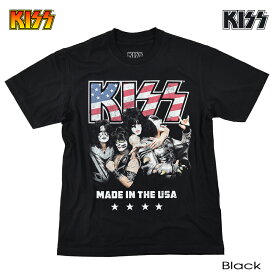 【クロネコゆうパケット便で送料無料】KISS APPAREL kiss Tシャツ メンズ キッス 半袖 レディース 星条旗 バンド ロック メンバー ロゴ フェス バンドTシャツ ジーンシモンズ ポールスタンレ キャラクター グッズ ROCK ダンス ブラック ペアルック 誕生日プレゼント ギフト