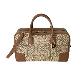【中古】ロエベ LOEWE アマソナ 28 2way ショルダー ハンドバッグ カーフレザー アナグラムジャガード ブラウン 茶 ゴールド金具 A039N08X02