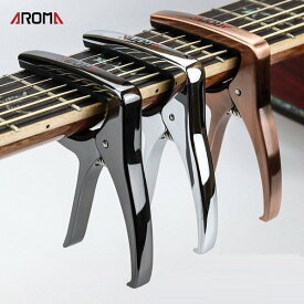 【AROMA AC-21】 BLACK 高品質上位モデル 　ウクレレ ギター カポ エレキ アコギ【商品コードNo.1】AROMA高品質上位モデル、片手で装着可能なバネ式。