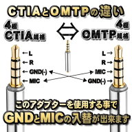 【 規格変換 アダプター 】 OMTP と CTIA の規格変換 が出来る アダプター 3.5mm イヤホン プラグ 3.5mm …