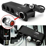 【シガーライター対応】 6in1 120wトラック 24v12v対応 増設 シガーソケット 4連＋USB2ポート 分配器 充…