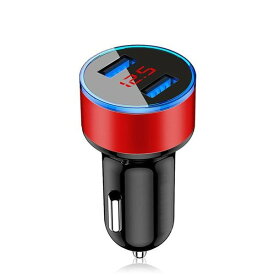 【レッドなど】カラー変更可能 USB車載 充電器 デジタル 電圧計 USB 2ポート 数字 電圧計 シガー ソケット