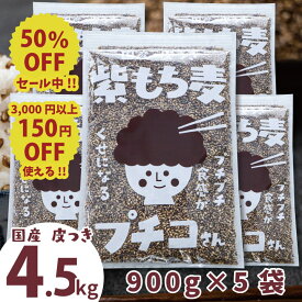 ＼半額／ 国産 皮つき 紫 もち麦 プチコさん 4.5kg （900g5袋） ダイシモチ アントシアニン 腸内環境 食物繊維 送料無料 【RSL】【s50off-03】