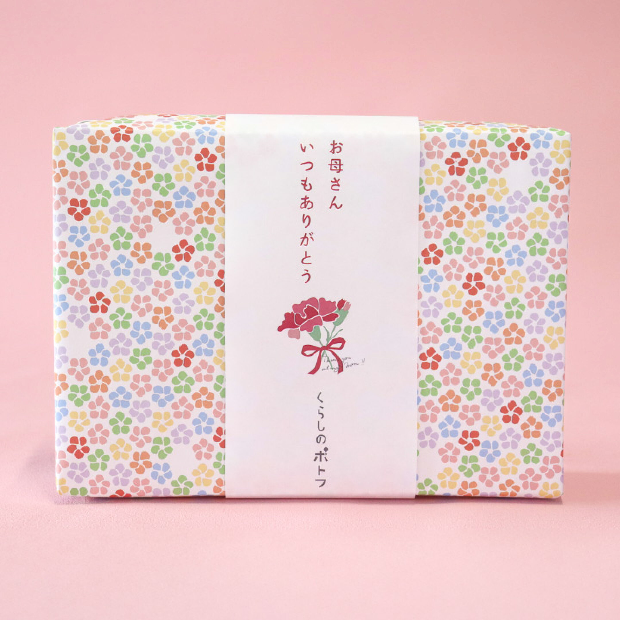 こちらは【和風小花柄】の包装紙と母の日熨斗を合わせています。