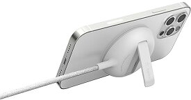 Belkin MagSafe認証 ワイヤレス充電パッド iPhone 15/14/13/12 最大15W急速充電 キックスタンド付き ホワイト