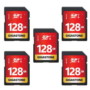 Gigastone 128GB SD�J�[�h 5���Z�b�g UHS-I U1 Class 10 SDXC �������[�J�[�h ���� �t��HD �r�f�I �f