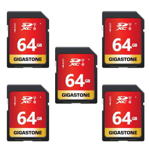 Gigastone 64GB SD�J�[�h 5���Z�b�g UHS-I U1 Class 10 SDXC �������[�J�[�h ���� �t��HD �r�f�I �f�W