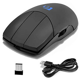 Shengshou 3ボタンマウス サイドスクロール ワイヤレス 3つボタン スクロールホイール 付き 3DCG CAD CAM に最適 (黒)