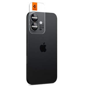Spigen iPhone 17 �J�����ی�t�B���� iPhone 16 / 16 Plus�Ή� 9H�d�x�����K���X �u���b�N �����Y�v���e�N�^