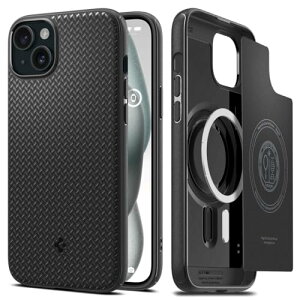 Spigen �y�n��18�N�̋Z�p�́z iPhone 15 �P�[�X MagSafe �ϏՌ� ���^ �X�g���b�v�z�[�� �y�� ���炳�� �ČRMIL�K�i