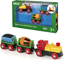 BRIO (ブリオ) WORLD バッテリーパワーアクショントレイン [全3ピース] 対象年齢 3歳~ (電車のおもちゃ 木のレール 電動 機関