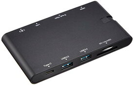 エレコム ドッキングステーション USB-C ハブ PD対応【Type-C×2/USB3.0×2/HDMI/D-sub/LAN/SD+micro