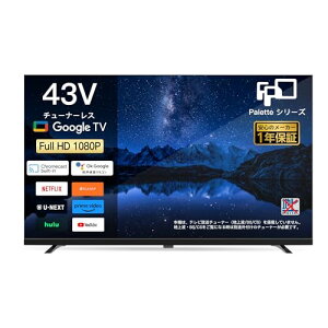 FPD �`���[�i�[���X �e���r 43�C���` 1080P FHD HDR10 Google TV �Ǌ|�� LED �t�� Bluetooth �X�}�[