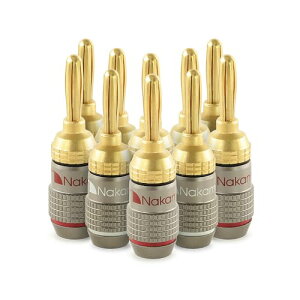 Nakamichi FanLock Excel �V���[�Y 24k �����b�L �o�i�i�v���O 10 AWG - 18 AWG �Q�[�W �T�C�Y 4mm