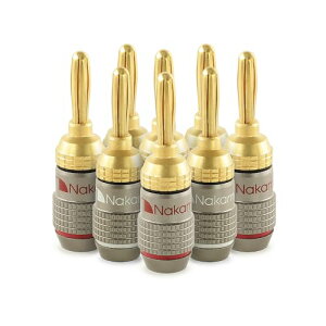 Nakamichi FanLock Excel �V���[�Y 24k �����b�L �o�i�i�v���O 10 AWG - 18 AWG �Q�[�W �T�C�Y 4mm