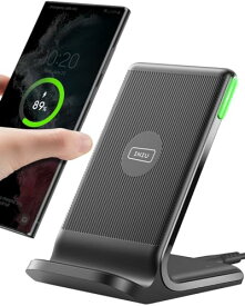 INIU 15W ワイヤレス充電器 急速充電 PSE認証済 Qi認証 置くだけ充電 LEDインジケーター スマホ スタンド 周囲光センサー PD
