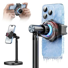 Ulanzi スマホ スタンド 卓上 携帯スタンド スマホ冷却ファン付き 急速冷却 スマホクーラー スマホホルダー 360°回転可能 高さ調整可
