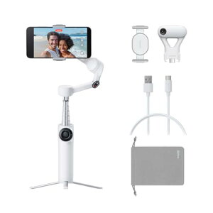 Insta360 Flow 2 Plus AI�g���b�J�[�L�b�g �z���C�g- �܂肽���ݎ��X�}�z�W���o���A������A�v����AI�g���b�L���O�A�����l