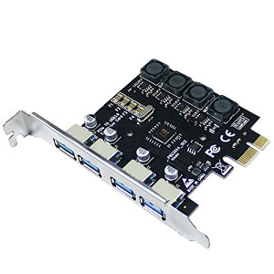 IDEAPRO USB3.0���݃{�[�h �C���^�[�t�F�[�X�{�[�h 4�|�[�g �⏕�d���s�v PCI-E�J�[�h PCI Express x1 5Gbp