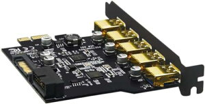 YABOANG PCIe USB3.2 Gen1 �g���J�[�h 5�|�[�g�i�t�����g�x�C2�|�[�g�����j�b5Gbps�����]���bWindows 10/8